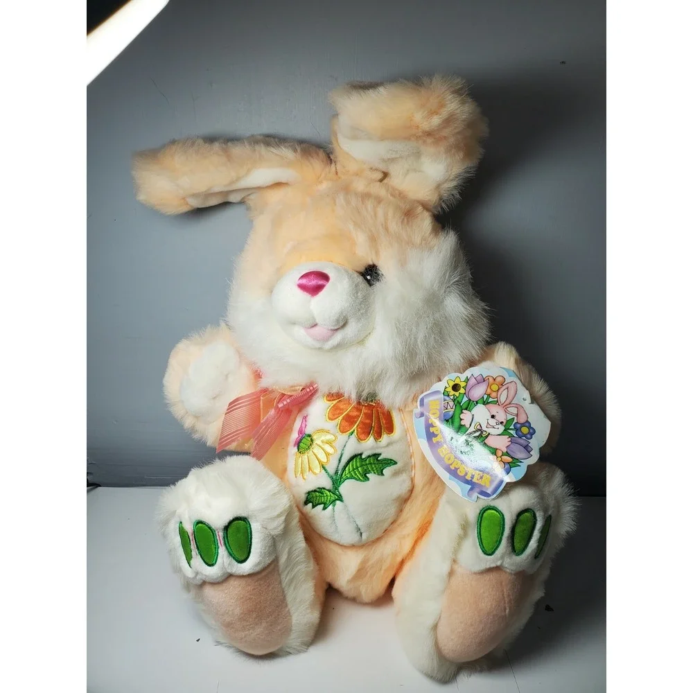 Dan Dee Bunny‎ Rabbit Plush Hoppy Hopster Easter Pink Flowers TB Trading Co RARE